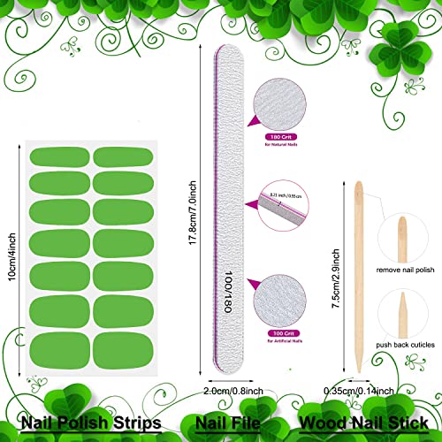 Даннези 16 листови зелени ленти за нокти за нокти за жени за жени Св. Патрик, гел за нокти, ленти за нокти налепници за лепење на