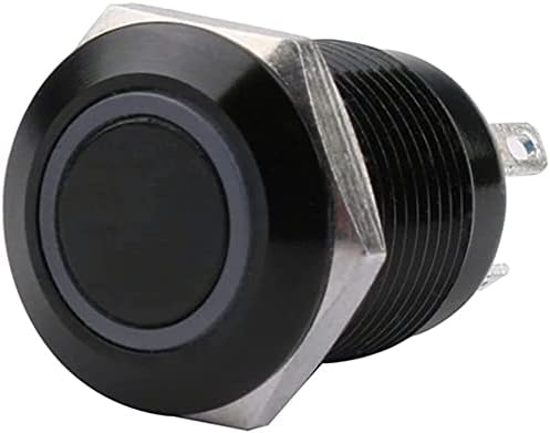WTUKMO 12mm Водоотпорен оксидиран прекинувач за црно метално копче со LED ламба моментално вклучување на компјутерски прекинувач
