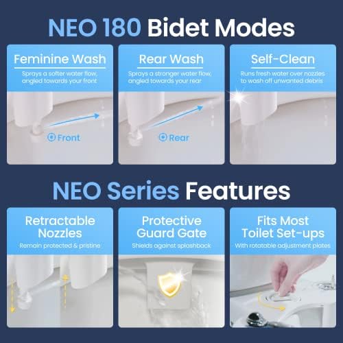 Luxe Bidet Neo 180-Не-електрична прицврстување на тоалетот со самостојно чистење со двојна млазница и прилагодлив притисок на водата
