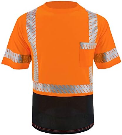 Безбедносни кошули на LavPoSnty Ansi Class 3 Здраво Вис кошули со рефлексивни ленти, црно дно градежни кошули за мажи
