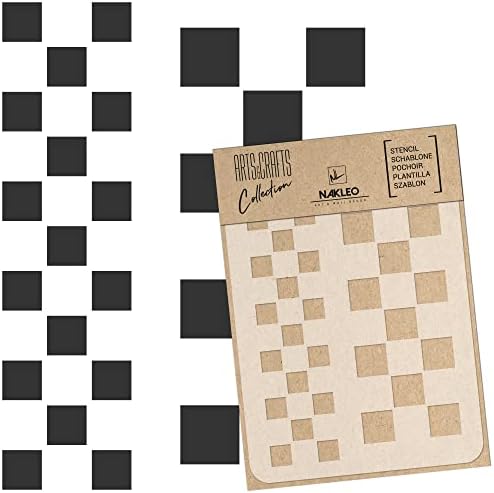 Nakleo DIY за еднократна пластична матрица - 30x42cm / 11,7 ”x 16,5” - Шахборд квадрат Ретро - уметнички занаетчиски wallид за сликање Шаблон