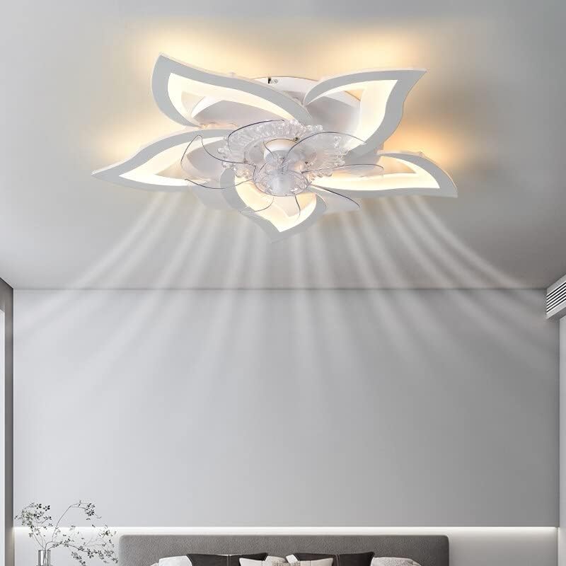 Chezmax модерен LED вентилатор на таванот со светлина за дневна соба во спална соба Акрилна домашна декор предводена ламба за вентилатор модерни