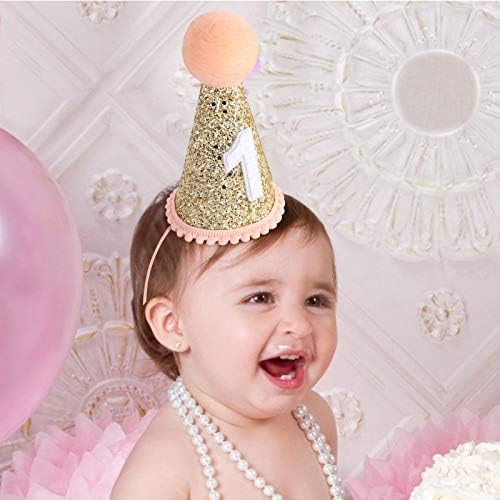 Waouh 1 -ви роденденска капа за бебе за бебе - Декор за прва роденденска забава за шоу за бебиња, капаче за роденденска круна за бебе