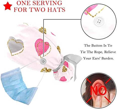 Прилагодливо работно капаче за сини срца со држач за конска опашка, 2 пакувања чистејќи капа за капа за мажи и жени, една големина