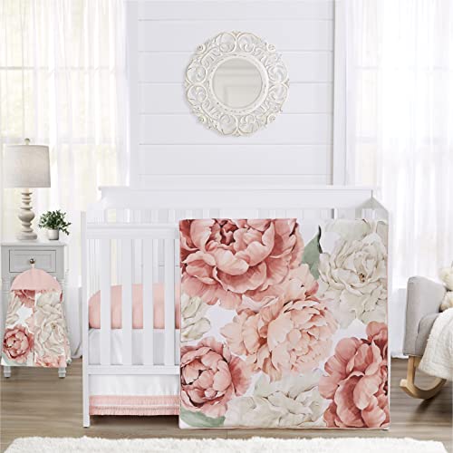 Слатка Jојо Дизајнс руменило розово бохо Шик шик цветни девојки бебе креветче за постелнина за расадник за новороденчиња - ќебе вметнато листови