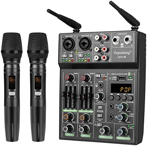 Depusheng UF4 -M Studio Audio Sound Mixer Board - 4 канали Bluetooth компатибилна професионална преносна дигитална дигитална конзола за мешање