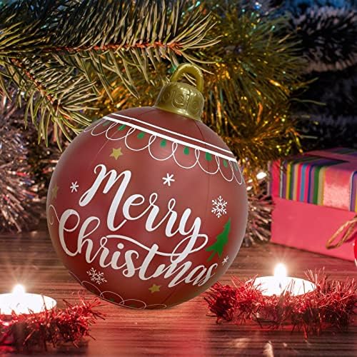 Божиќни декори топка - 24 инчи за декорација топка на отворено Божиќно украсена топка со градежни предводи за хиристима забава затворен,