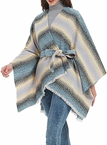 Oplxuo жени плетени кардиган пончо карирано печатено појас за печатење на шал, палто за џемпер со џемпер со тимови за жени мама мајка