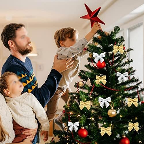 Декорации за божиќни мини лакови на Vuzvuv Божиќни минијатурни и сребрени лакови украси за елка мали лакови за новогодишна елка, празник, свадба,
