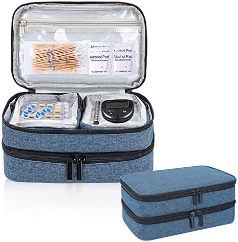Brynnl инсулин ладилник за патувања со двојно слој дијабетично патување со дијабетичари торба со одвојливи торбички за пенкала за инсулин,