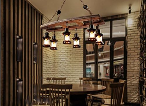Оофај гроздобер лустер од дрво 6 лесен индустриски стил стара црна стара спална соба дневна соба осветлување кафуле за живеење во