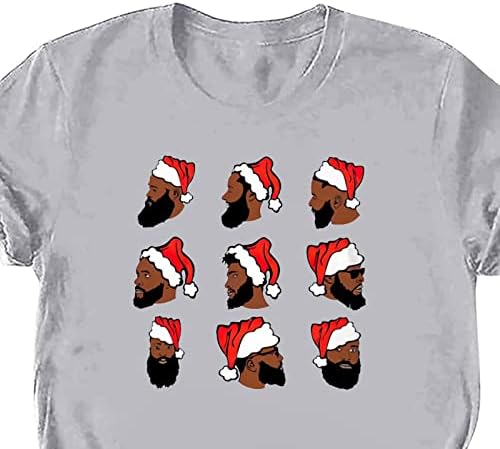 Женска новитет санта маичка, обична тркалезна врата кратка ракав блуза врвови Божиќна графика печатена маица