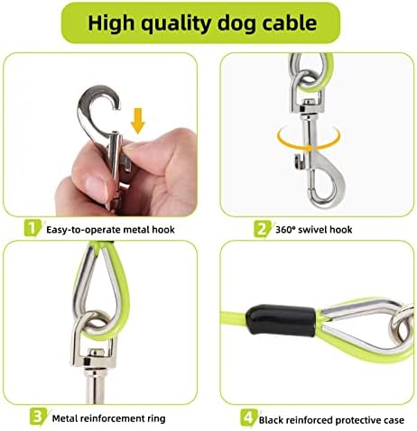 10 -тина кучиња извалкаат кабел, галванизирана челична жица поводник за домашни миленици за 100lb миленичиња со ПВЦ облога за