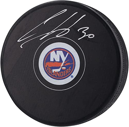Илја Сорокин Newујорк Островски автограм хокеј пак - автограмирана NHL Pucks