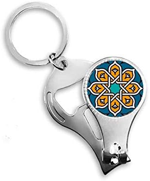 Мароко стил Апстрактна цветна шема за цвет, нокти прстен клуч за шишиња со шишиња со шише, клипер