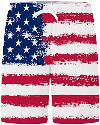 Синзелиминин Денот на независноста на плажата шорцеви мажи САД знаме печатени кратки панталони еластични половини, случајни пливачки