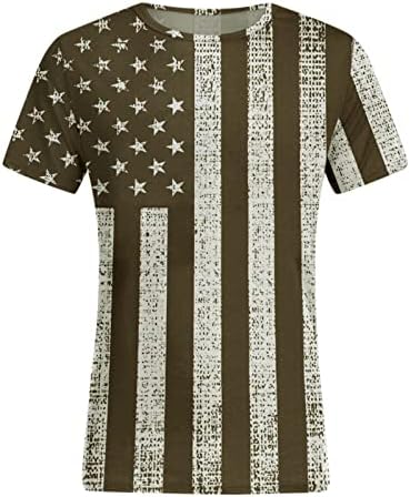 XXBR машки војник со кратки ракави маици патриотски ретро американско знаме мускули тенок вклопувачки врвови летни обични маички