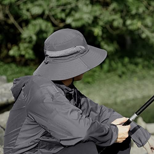 Тактичка капа за риболов птици за мажи, надворешна УВ сонце за заштита Широк капа со капаче за лице и размавта на вратот