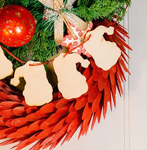 Клукајдрвец Дрвени Украси на Дедо Мраз 5 х 4 Инчи, Торба од 10 Недовршени Дрвени Ласерски Исечени Празни Дрвени Украси За Божиќни