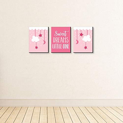 Голема Точка На Среќа Бебе Девојка - Розова Расадник Ѕид Уметност И Детска Соба Украси-7,5 х 10 инчи-Сет од 3 Отпечатоци