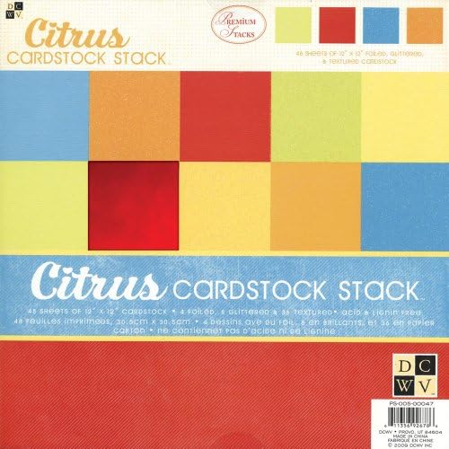 Diecuts со преглед 12-инчи со 12-инчи Citrus Solid Cardstock Stack, 48-лист по пакет