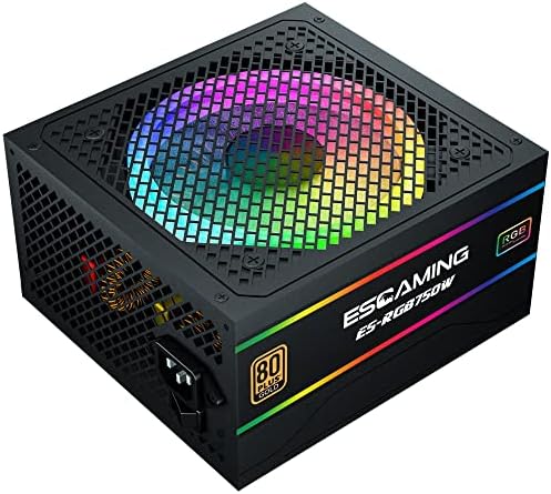 Напојување со електрична енергија APFC 750W RGB, 80 Plus Gold ATX Компјутерски игри за напојување овластен PSU со Argb Light,