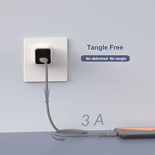 Hichain USB A до USB C кабел, 10 ft Type C Carding Card, мек допир кабел, водоотпорен, трансфер на податоци за Galaxy S8 S9 S10