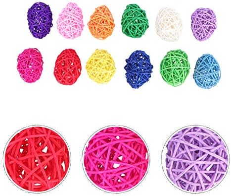 Абоофан ратан топки 12 парчиња велигденски јајца во облик на ратан топки плетен украс за топка за занаетчиски DIY, декорација на венчавки,
