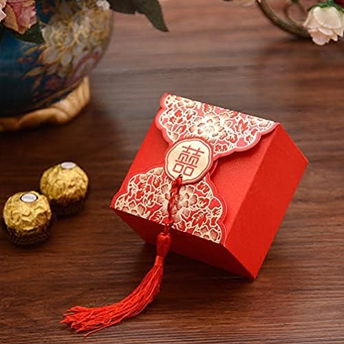 Абаодам Чоколадо Бонбони Подарок Кутија 20 Парчиња Црвена Свадба Корист Кутии Свадба Бонбони Кутија Со Реси Подарок Пакување Кутии Добрите
