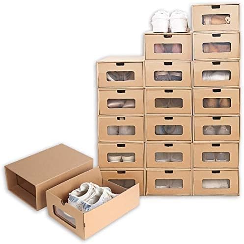 Кутија за чевли Myoyay со транспарентен прозорец, водоотпорни кутии за складирање на картони, кутија за фиоки за тешки кратки за организатор