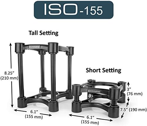 Изокустиката Изо-стојат серија на звучникот изолација стои со прилагодување на висината и навалување: пар ISO-155