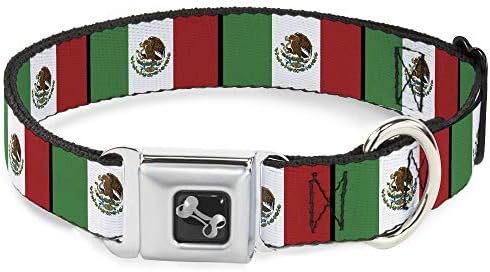 Брава Надолу Безбедносен Ремен Брава Куче Јака-Мексико Знамиња-1,5 Широк-Се Вклопува 18-32 Вратот-Голем