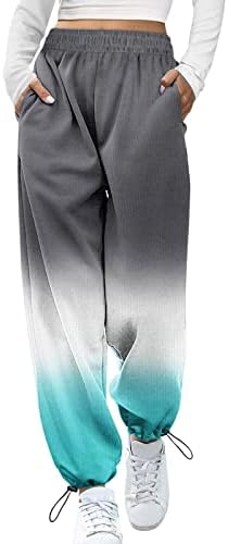 Женски џемпери со високи половини, печати дното на хеланки со џебови салата за атлетски вклопувани панталони за панталони за дневни панталони