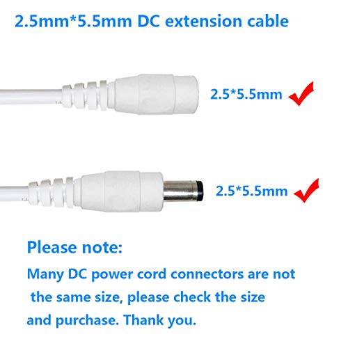 Liwinting 2pcs 1m/3.28feet DC продолжен кабел 2,5 mm x 5,5 mm машки до женски конектор, DC кабел за продолжување на кабелот за напојување