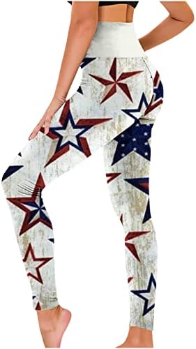 Хеланки за јога за женско американско знаме печати џемпент со високи половини на половината, џогер спортски тренинг патриотски пандел