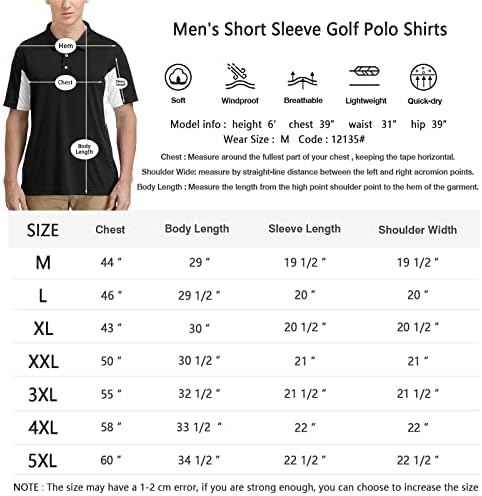 Менс големи и високи поло -кул перформанси Атлетски голф кошули суво вклопуваат обични кратки ракави влага за голф поло маици