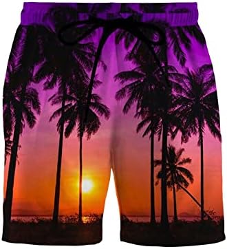 Шорцеви за машка табла лабава се вклопуваат тропски печати гроздобер од табла на плажа со џебови со џебови за удобност за пливање сурфање шорцеви