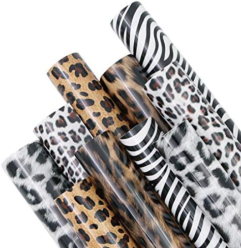 10 листови леопард гепард образец железо за пренесување на топлина винил пакет, разновиден животински принт HTV занаетчиски филм за облека