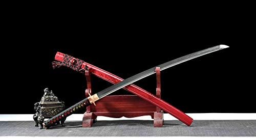 Glw рачно изработен меч глинен калент многу остар јапонски самурај меч Катана Дамаск челик целосен танг