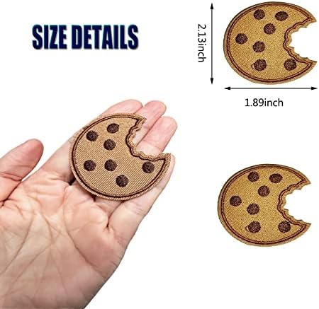 Данудон 25 парчиња колаче везени закрпи, DIY колаче железо на закрпи чоколадни чипови за везење Апликација за храна за лепенки