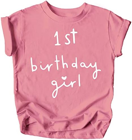 Девојки 1 -ви роденденска кошула срцева роденденска кошула за девојчиња за бебиња едногодишно ретро роденден