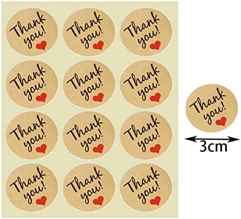 Квинбокс 60 парчиња Ви Благодариме Налепница Крафт Лејбл, Тркалезна Црвена Етикета За Лепило За Срце За Плик Кутија За Шишиња