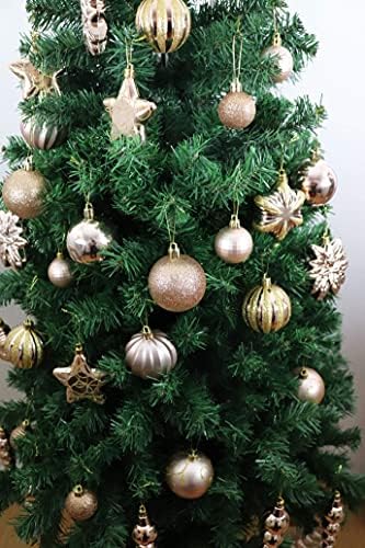 Auxo-Fun 73ct АРГЕСТИРАНА SHATTERPROOF Божиќни украси луксузна колекција поставена во пакет за подароци за еднократно рачно за украсување