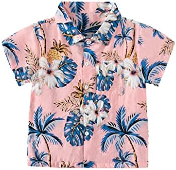 Yartina toddler бебе момчиња летни лапчиња за кратки ракави со кратки ракави за деца надолу по хавајската маица плажа облечена