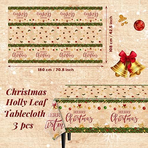 3PCS Среќни Божиќни чаршави за Божиќни листови за Божиќни табели Поставете Божиќни украси за еднократна употреба Божиќна забава за зимски празници