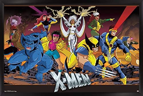 Трендови Меѓународни Марвел стрипови - X -Men - Group Wall Poster, 14.725 x 22.375, црна врамена верзија