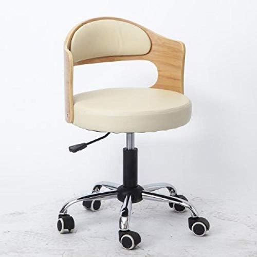 Килими за чешлање столче со тркала ， столче за работилница со бело синтетичко кожено седиште ， прилагодлива висина 43-53 см