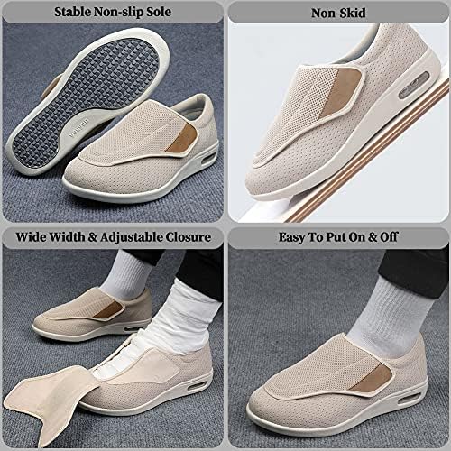 Women'sенски дијабетични чевли Широка ширина чевли за одење со прилагодливи затворачи, патики за дишење на воздушни перничиња за постари