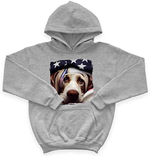 Американски патриотизам Детски сунѓерско руно руно худи - кучиња за деца за кучиња - Уметнички печати Худи за деца