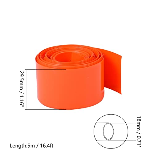Bettomshin 1pcs Портокал Пвц Топлина Смалуваат Цевки 16.4 Стапки Должина 1.16 Инчен Рамен за 1x18650 Батерија